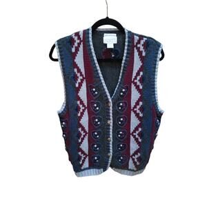 Vintage Christopher & Banks Hand Embroidered Vest Size M Cottagecore